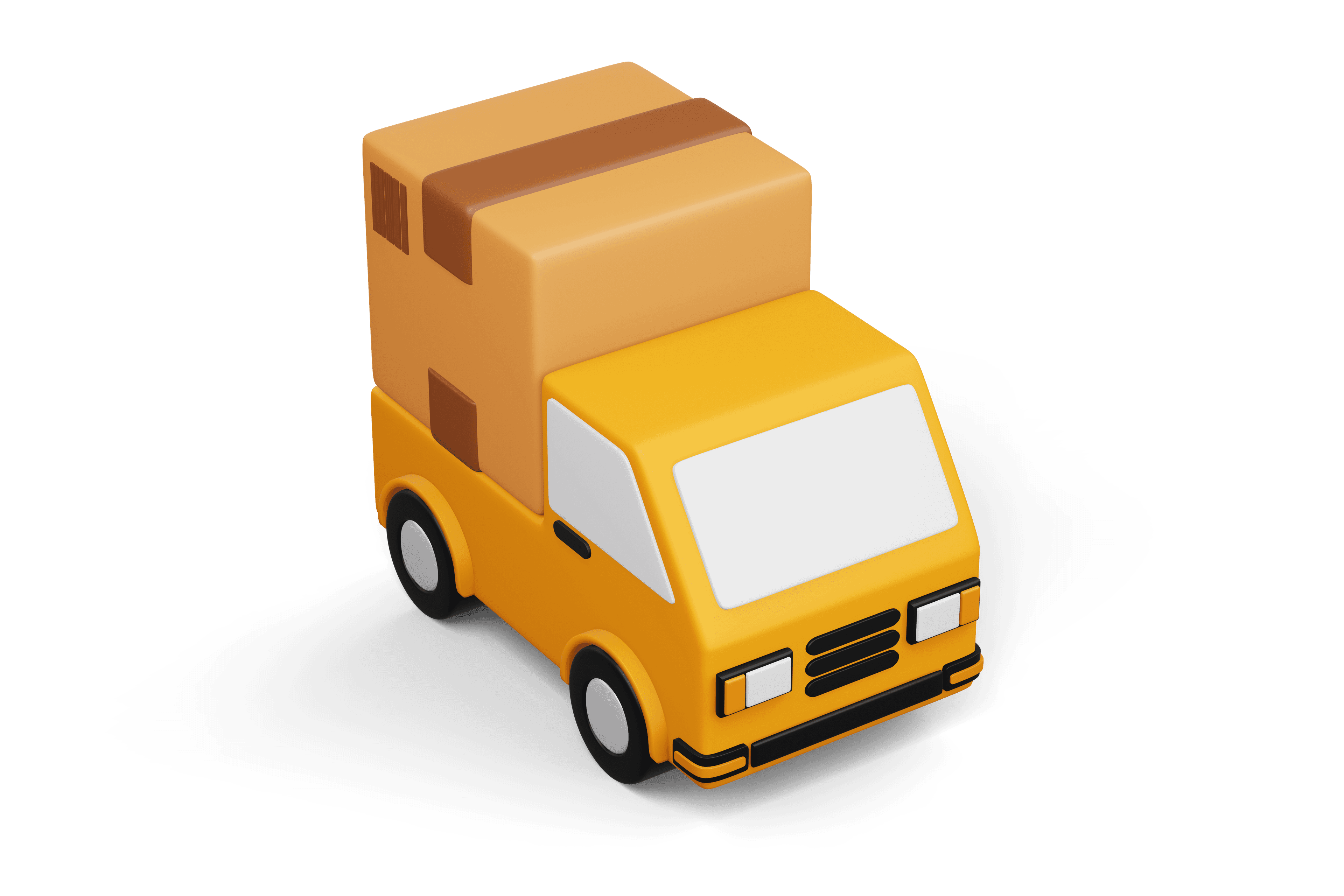 Three cargo trucks carrying sealed parcels for ramp dispatch